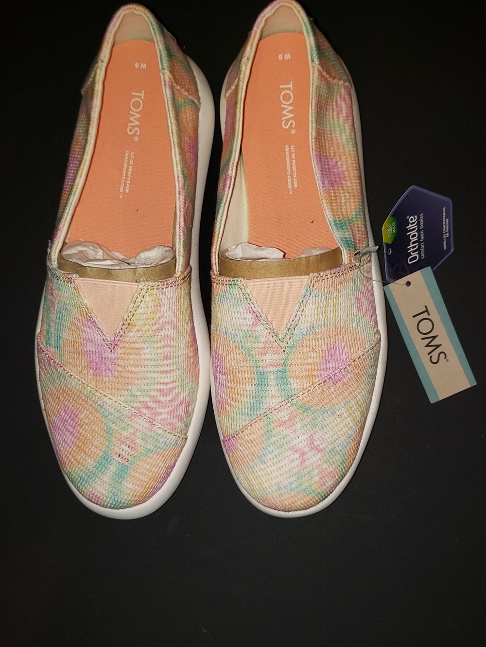 Toms Alparaga Mallow Candy Pink Ortholite Foam Women Tie-Dye Slip-On Flats